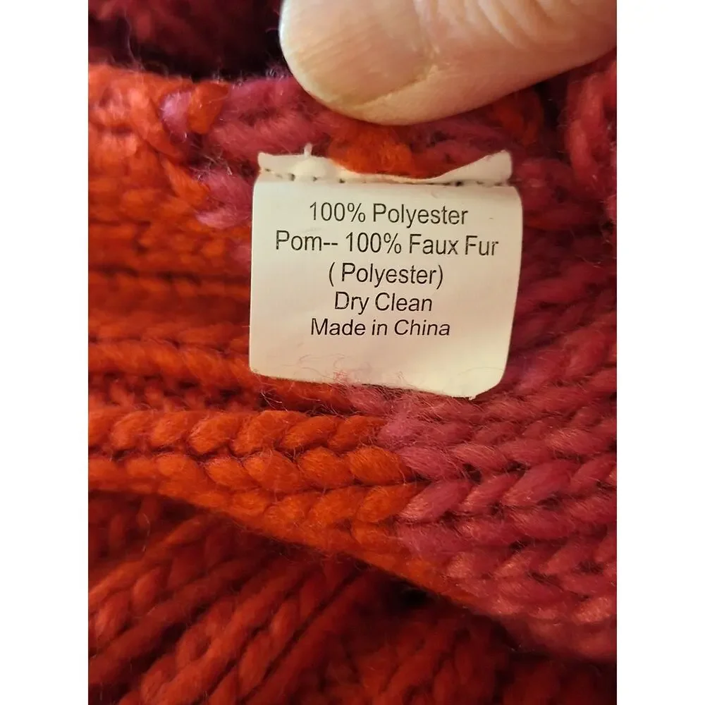 Hat Attack (Anthropologie) Beanie Women's OSFM Pom Stripes Fun Artsy Colorful